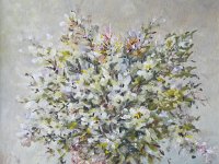 Vaso di fiori con candela  Olio su tela - 30 x 24